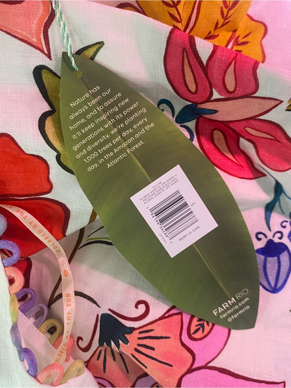 Farm Rio Off-White Floral Insects Euroflax™ Premium Linen Maxi Dress Sz S NWT - Picture 7 of 7